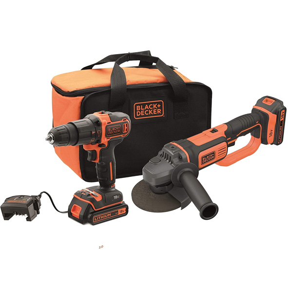 Black&Decker BCK24D2S 18V - Set aku. udarna bušilica + brusilica